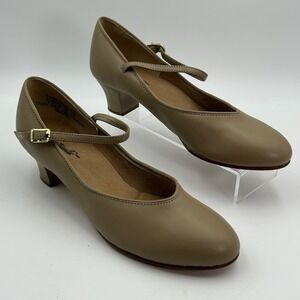 Theatricals Character Dance Shoes Women 9.5 Tan Mary Jane Stage‎ Performance